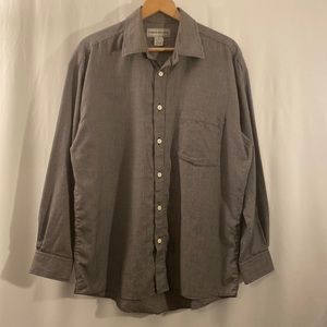 Corporate Gear Men’s Long Sleeve Button Shirt Black White L 16 1/2 Chest Pocket